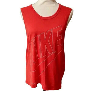 Nike Coral Red Block Logo Racerback Tank Top Size M | Athletic Loose Fit